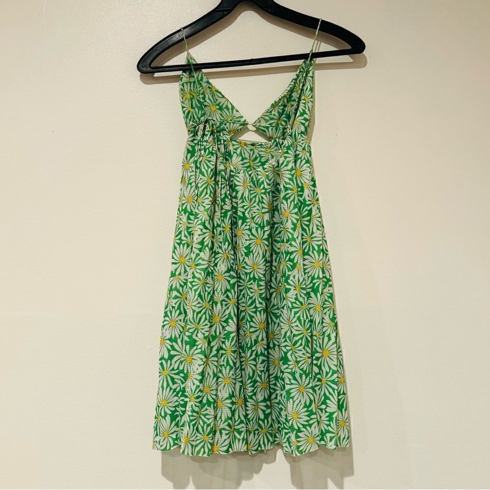 Zara Floral Pleated Cut Out Open Back Mini Dress Size Medium - Picture 5 of 8